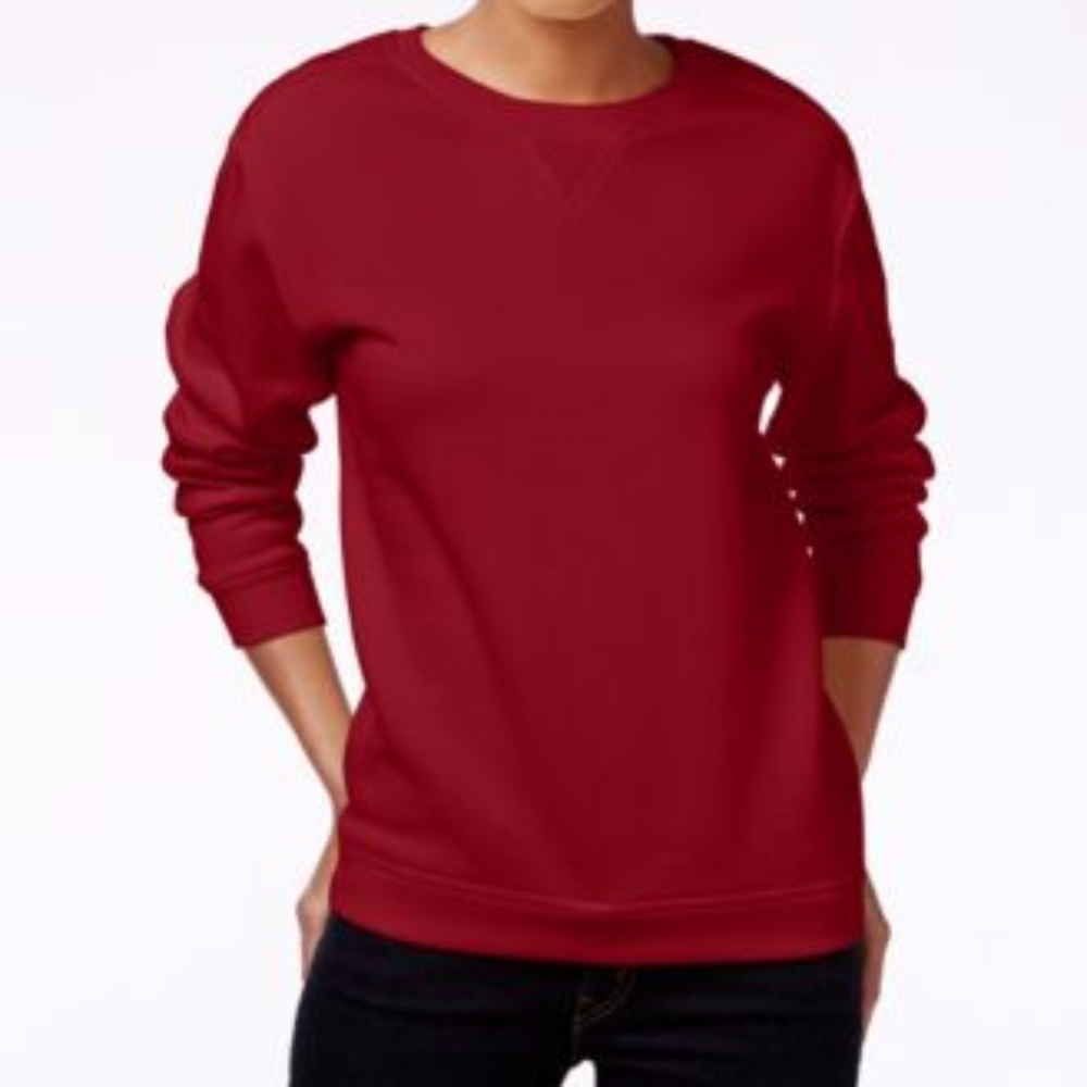 Karen Scott Petite Fleece Sweatshirt Cassis  PM